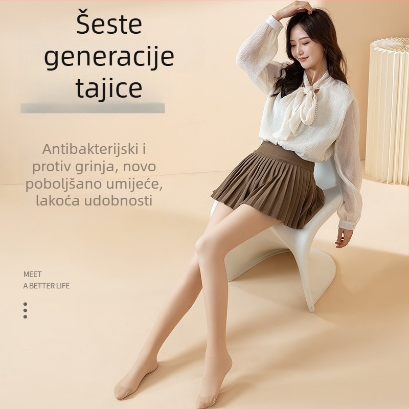Xiaoyahezi 720-iglični gumb stil čarape za žene, s fleece podstavkom, dvostruko prozirne tajice za jesen-zimu