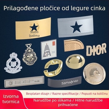 Tablice od cinkove legure za torbe, dodatke za odjeću, metalne dijelove, etikete za staklene boce i metalne pločice s slovima