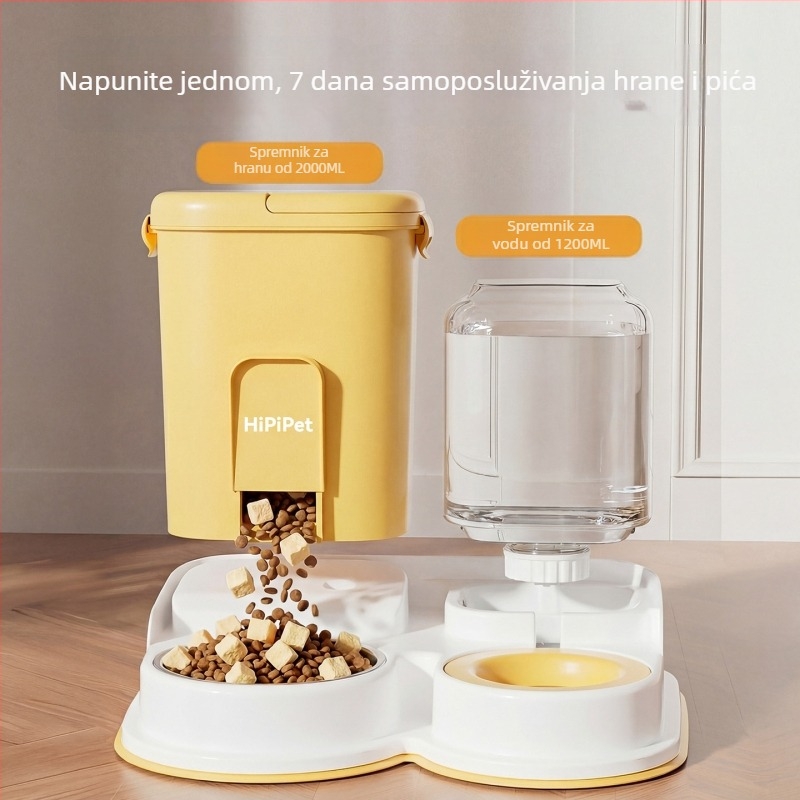 Hippie Dog dispenser za vodu i hranjenje mačaka – sve-u-jednom, neelektrični spremnik vode i zdjela