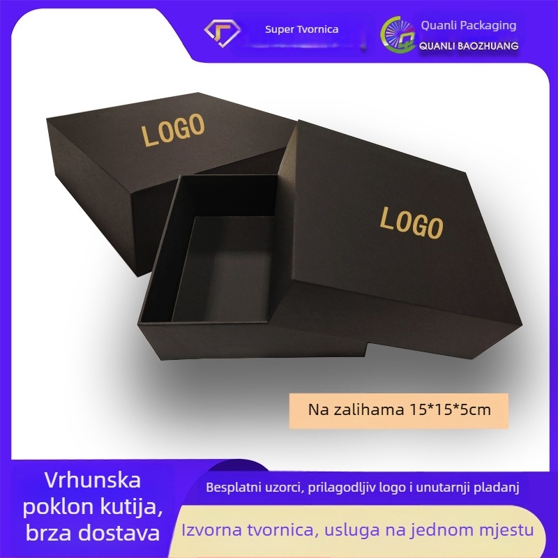 Na skladištu: luksuzna mala poklon kutija s USB flash pogonom i Bluetooth slušalicama, kvadratna kutija s poklopcem i dnom