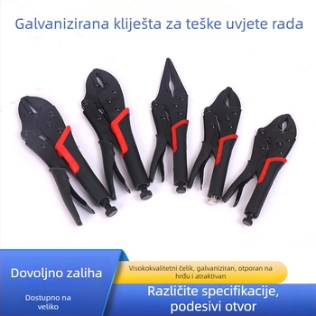 Crne teške univerzalne kliješta s okruglim vrhom, ravnim čeljustima i šiljastim vrhovima – industrijska kvaliteta