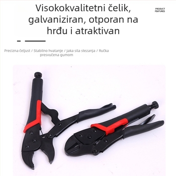 Crne teške univerzalne kliješta s okruglim vrhom, ravnim čeljustima i šiljastim vrhovima – industrijska kvaliteta