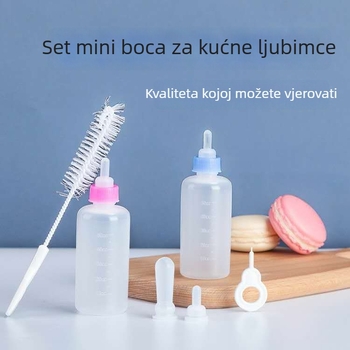 5-dijelni set boca za hranjenje kućnih ljubimaca, s 4 bradavice za male pse i pribor za čišćenje