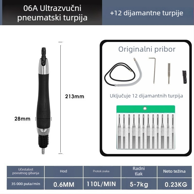 Ultrazvučna pneumatska datoteka brusilica za kalupe, pneumatski pogon pogonjena polirna mašina, datoteka za rubove, recipročna polirna mašina