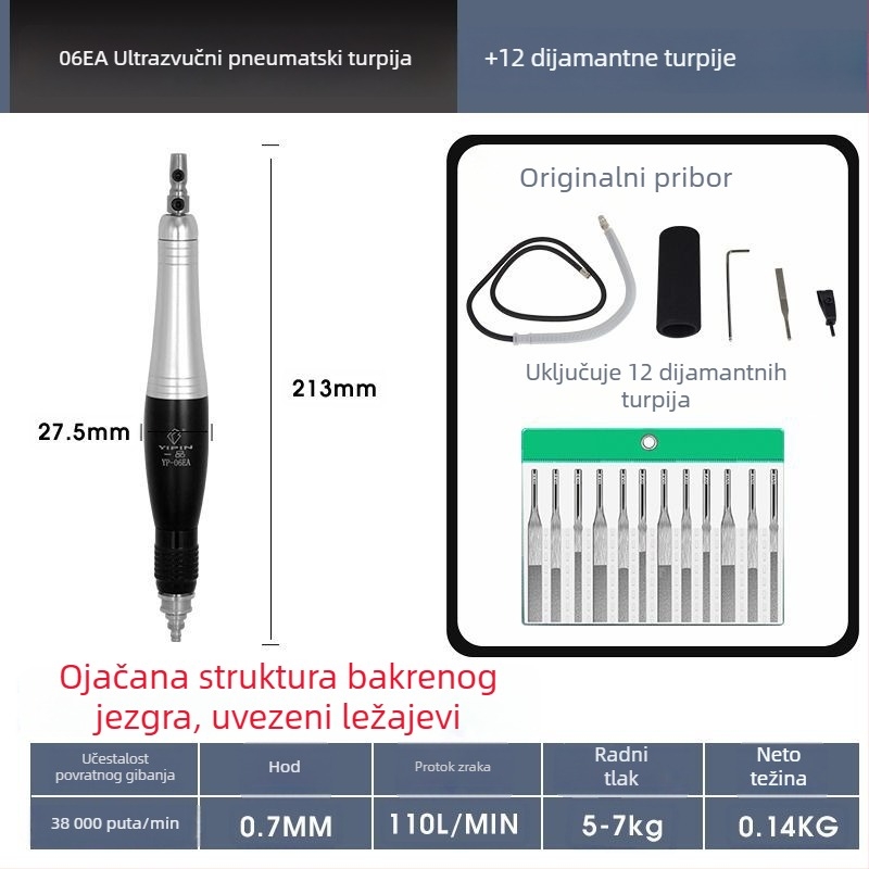 Ultrazvučna pneumatska datoteka brusilica za kalupe, pneumatski pogon pogonjena polirna mašina, datoteka za rubove, recipročna polirna mašina