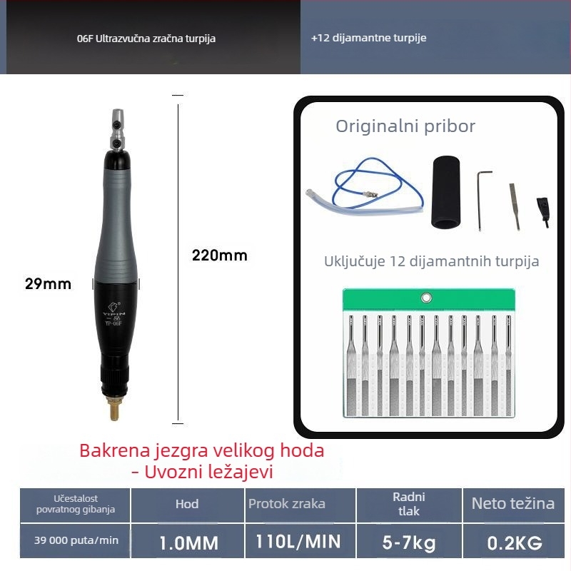 Ultrazvučna pneumatska datoteka brusilica za kalupe, pneumatski pogon pogonjena polirna mašina, datoteka za rubove, recipročna polirna mašina