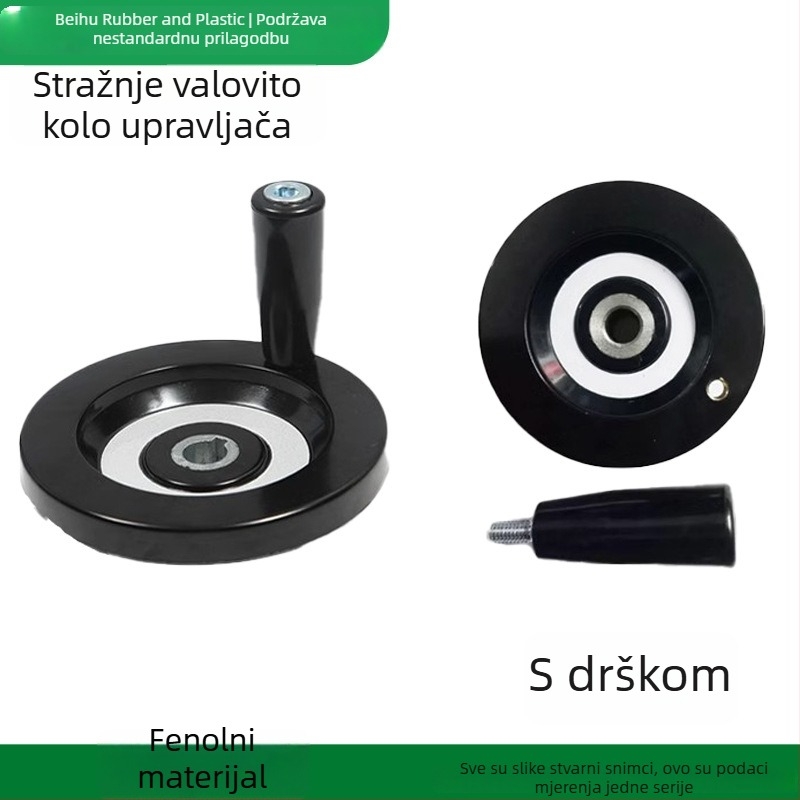Urezani ručni kotač za strojeve, bakelit fenolna smola, navojni kotač, utor za ključ, okrugla ručka stroja