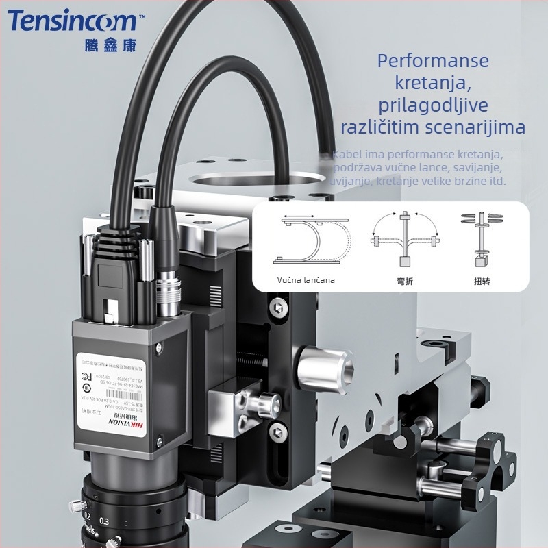 Tengxinkang RJ45 kabel s oklopom za industrijsku kameru, gigabit, visoko fleksibilan drag chain, vodootporan, crna boja, dvostruko uvijen par