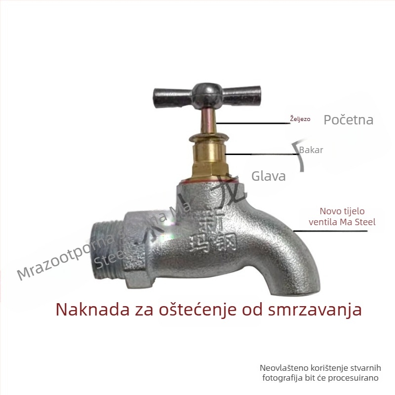 Lijevna slavina od lijevanog željeza za mop lavu, s sporim otvaranjem, debeli dizajn, otporna na smrzavanje i visoke temperature, za kućnu upotrebu, kompatibilna s priključcima 1/2 in, 3/4 in i 1 in