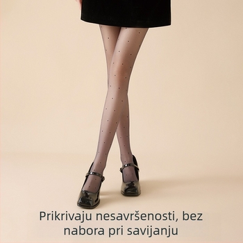 Crne flisirane kolgotice s točkicama, za jesen-zimu, dvostruki sloj