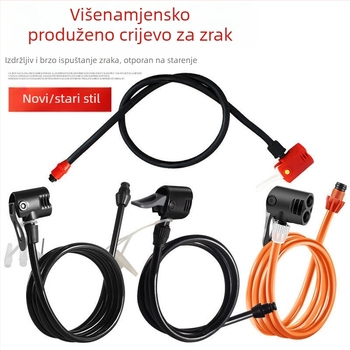 Set pribora za pumpu za bicikl: zračna cijev, mlaznica i spojni nastavak