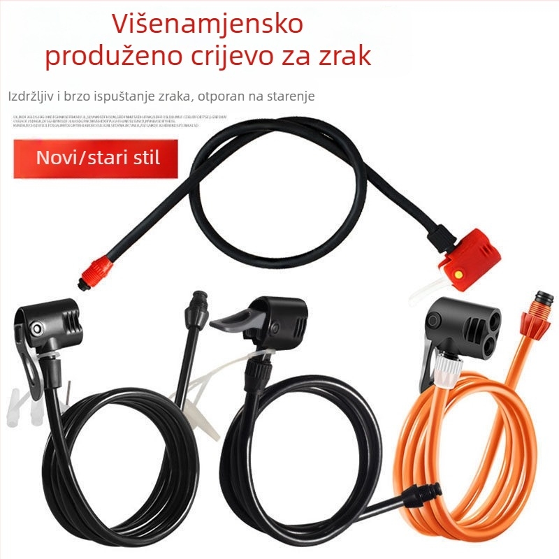 Set pribora za pumpu za bicikl: zračna cijev, mlaznica i spojni nastavak