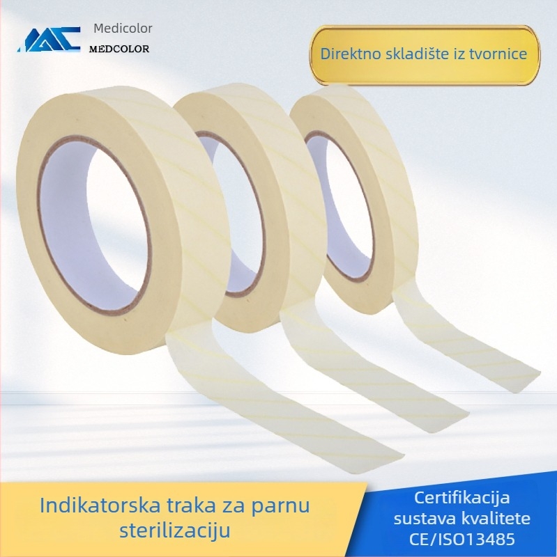 Pojas za označavanje sterilizacije visoke temperature s promjenom boje, traka od krepp papira za pakiranje