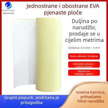 Bijela EVA pjena traka, jednostrana ljepiva traka, ublažavanje udara i zvučna izolacija, pjenasti podložak debljine 1–5 mm