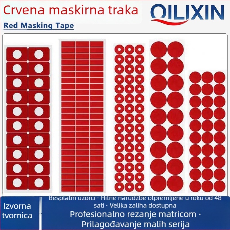 PET visokotemperaturna crvena maskirajuća traka za sprej boje i galvanizaciju, ljepilo bez ostataka, crveni maskirajući papir