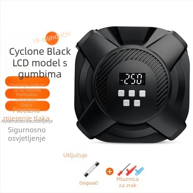 Automobilska pumpa za zrak s digitalnim prikazom, 12V, 30-cilindrična