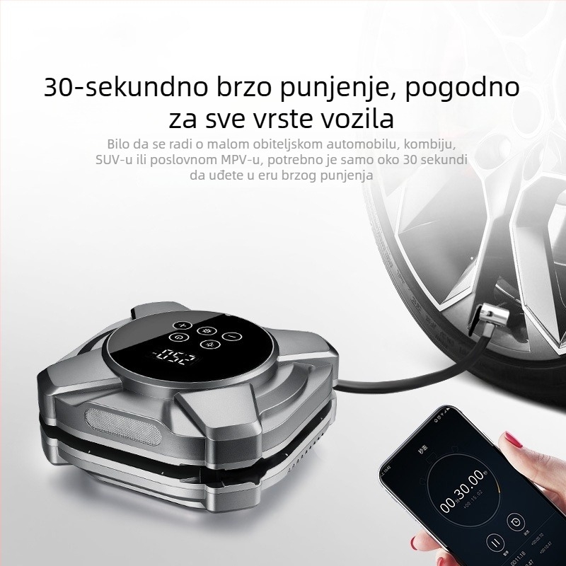 Automobilska pumpa za zrak s digitalnim prikazom, 12V, 30-cilindrična