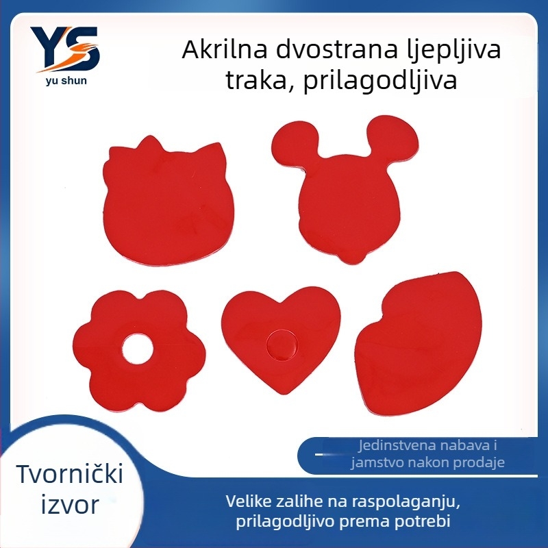 Akrilna jaka dvostruka ljepljiva traka za automobilske naljepnice, visoka viskoznost, bez ostataka, siva uz crvenim filmom