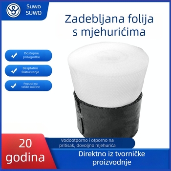 Debeli prozirni crni mjehurični film za zaštitno pakiranje i ublažavanje udara; širina 20-120 cm, promjer mjehurića 1 cm, visina 2 mm; pogodno za kozmetiku i elektroniku