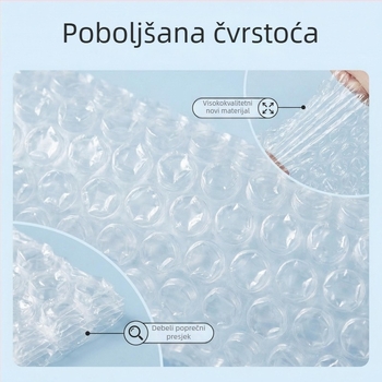 Debeli prozirni crni mjehurični film za zaštitno pakiranje i ublažavanje udara; širina 20-120 cm, promjer mjehurića 1 cm, visina 2 mm; pogodno za kozmetiku i elektroniku