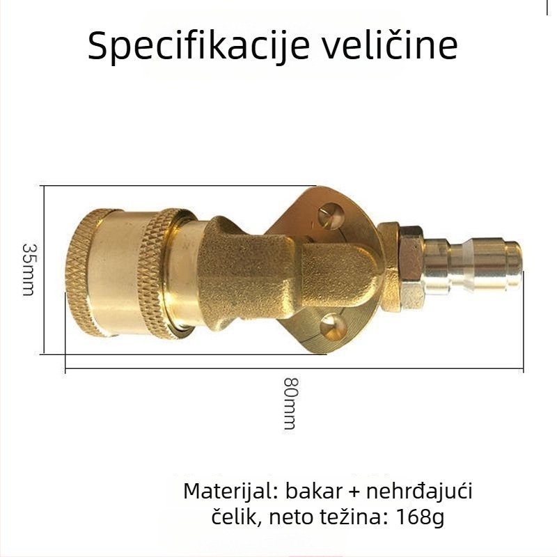 Glava visokotlačne vodene pištol s 1/4 brzim spojem, pet podesivih kutova, mlaznica za brzo spajanje s 5 i 7 stupnjeva
