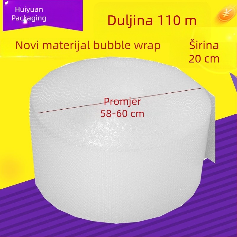 Šokoodporna folija s mjehurićima za pakiranje, novi materijal, rola 110 m, mjehurići 1 cm, srednje veličine