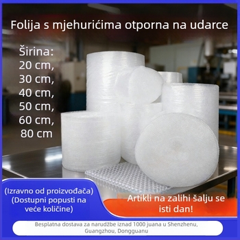 Rulon folije s mjehurićima promjera 10 mm, dvostruko slojevita debela jastučić za pakiranje, srednji mjehurići