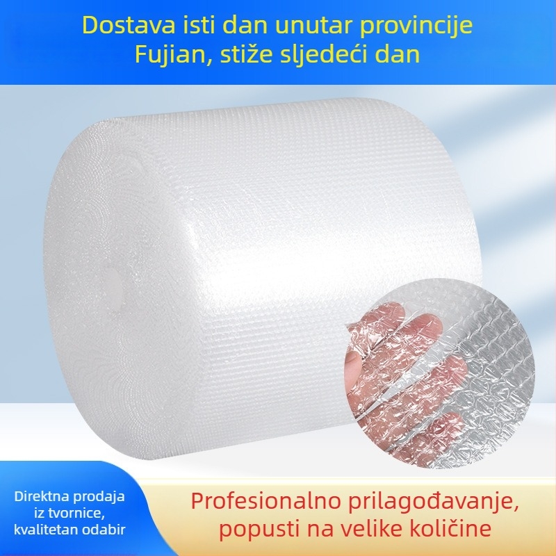 Rolka folije s mjehurićima od novog materijala, debeli zaštitni jastučić, 30×50 cm, PE, srednje mjehuriće, jednostruki sloj, prozirno-bijela, promjer mjehurića 10 mm, visina 4 mm