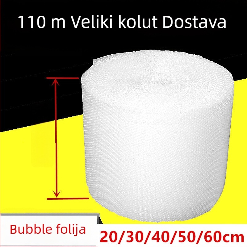 110 m dugački rol folije s mjehurićima, širine 20/30/40/50/60 cm, srednje mjehuri, logističko pakiranje