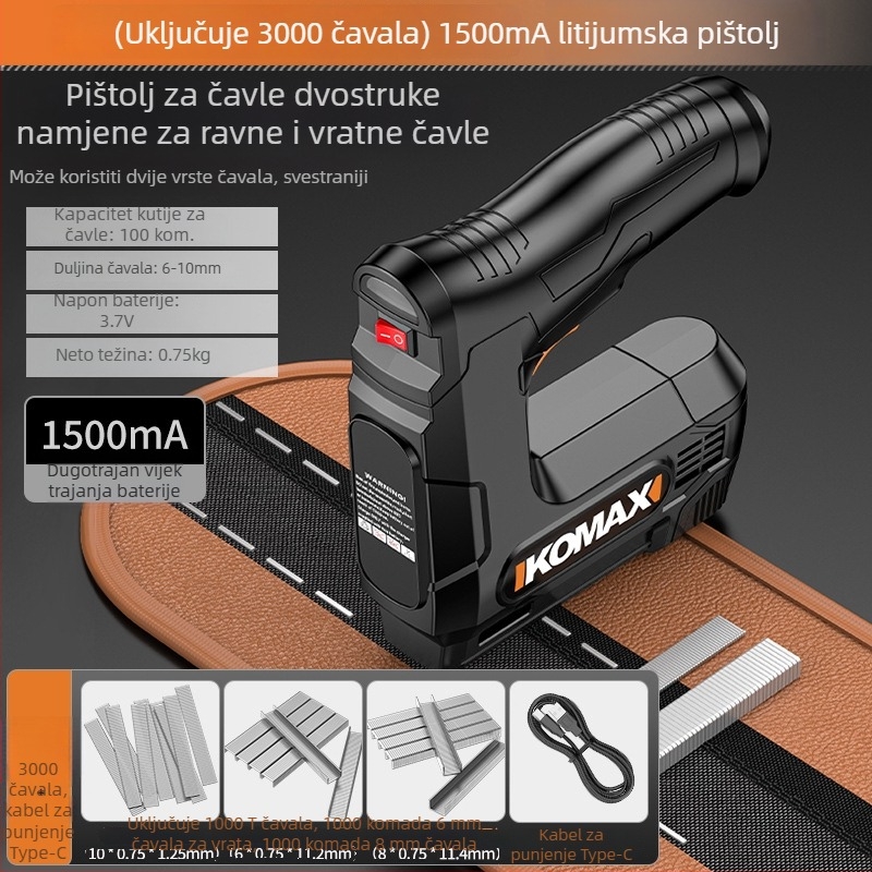 Cosmax Bežični električni pištolj za čavlje za drvo – Li-ion baterija