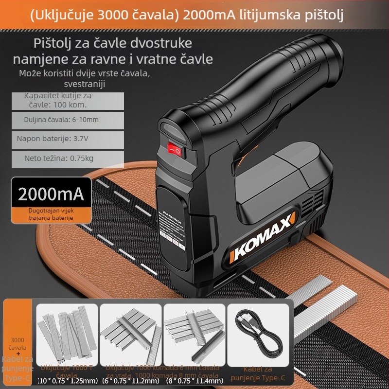 Cosmax Bežični električni pištolj za čavlje za drvo – Li-ion baterija