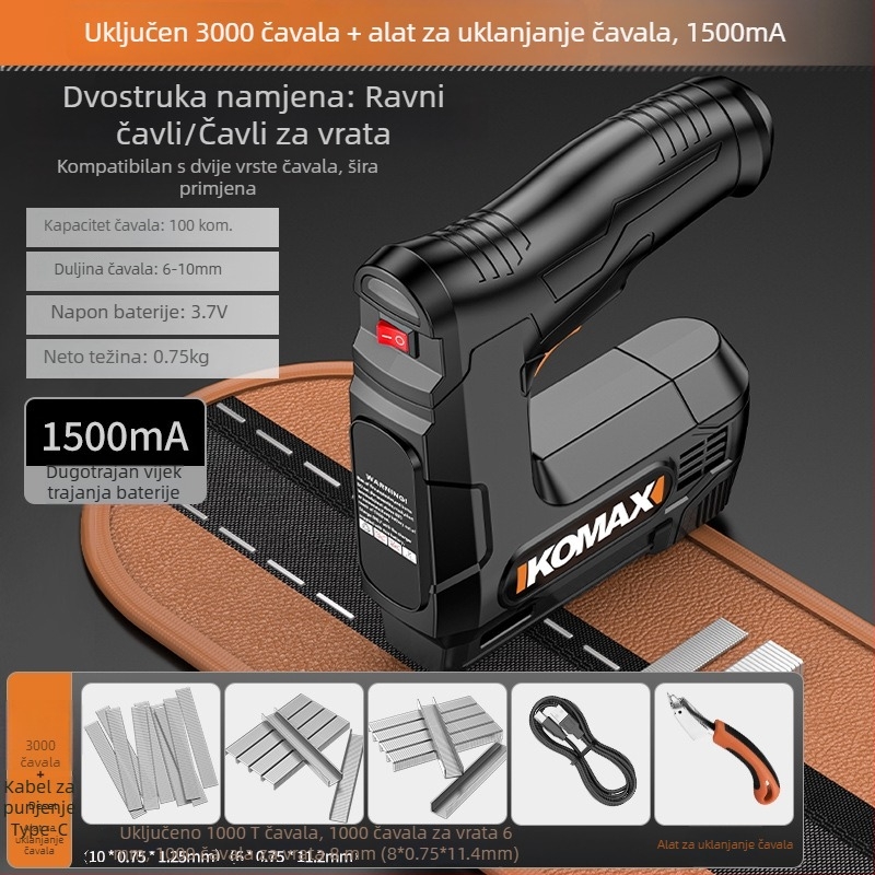 Cosmax Bežični električni pištolj za čavlje za drvo – Li-ion baterija