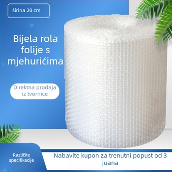 Folia s mjehurićima 20 cm, protupritisna plastična mjehurić papirna podloga za pakiranje, bijela prozirna zračna jastučnica