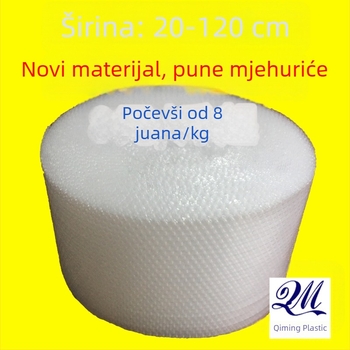 Rolna folije s mjehurićima novog materijala — prozirna zaštitna ambalaža, širina 50 cm, duljina 100 m