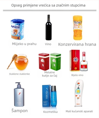 Prilagođena vrećica s zračnim stupovima za zaštitu od udara, pakiranje mlijeka u prahu, nadomjestak s mjehurićima