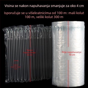 Prilagođeni materijal za rolu mjehuričaste kolone za vrećice s zračnim stupcem, ojačan PE+PA, 70 cm, pogodan za vino, kozmetiku, rukotvorine, digitalne proizvode i biljke