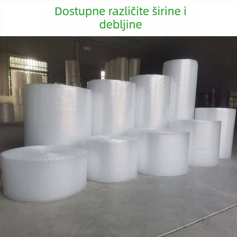 Dvostruko slojevita folija mjehurića za pakiranje, prozirna, srednje veličine mjehurići, otporna na udarce; širina i duljina prilagodljivi, promjer mjehurića 10 mm, visina 3,5 mm, gustoća 40–80 g/m²