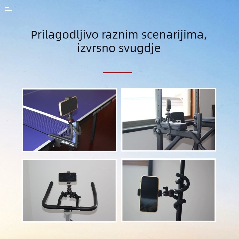 Trokutni stativ u bambusnom stilu za pametne telefone, kamere i GoPro — fleksibilno ručno snimanje i prijenos uživo