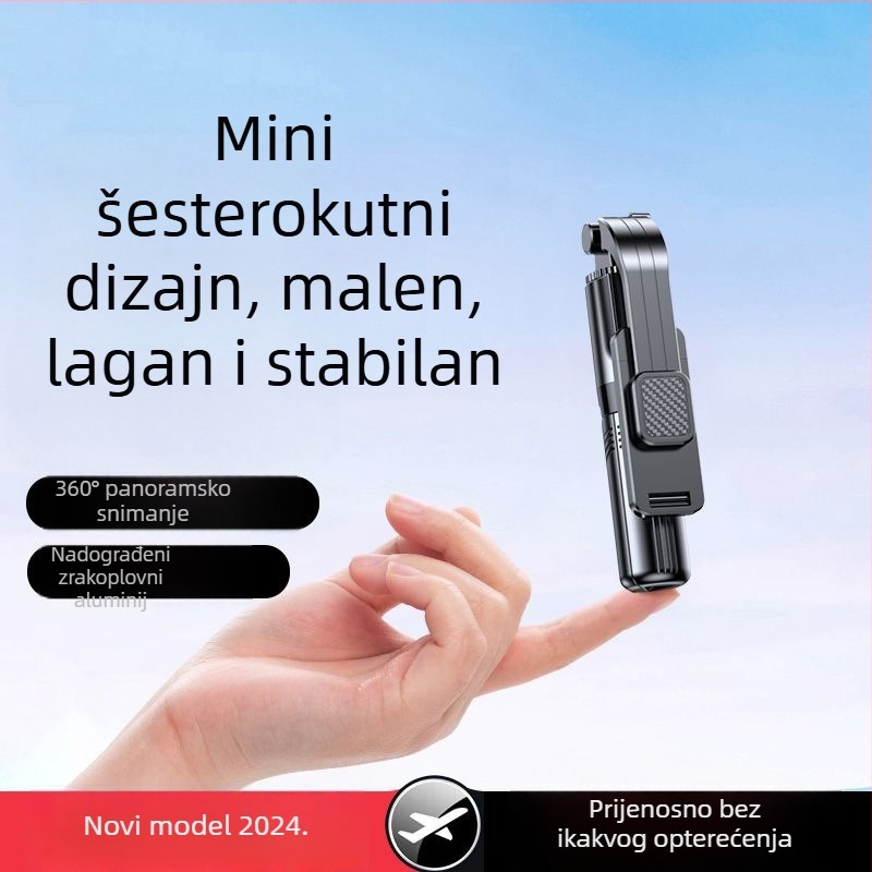 2024 mini stativ za telefon s 360° rotacijom, aluminijska legura, uključuje daljinski upravljač
