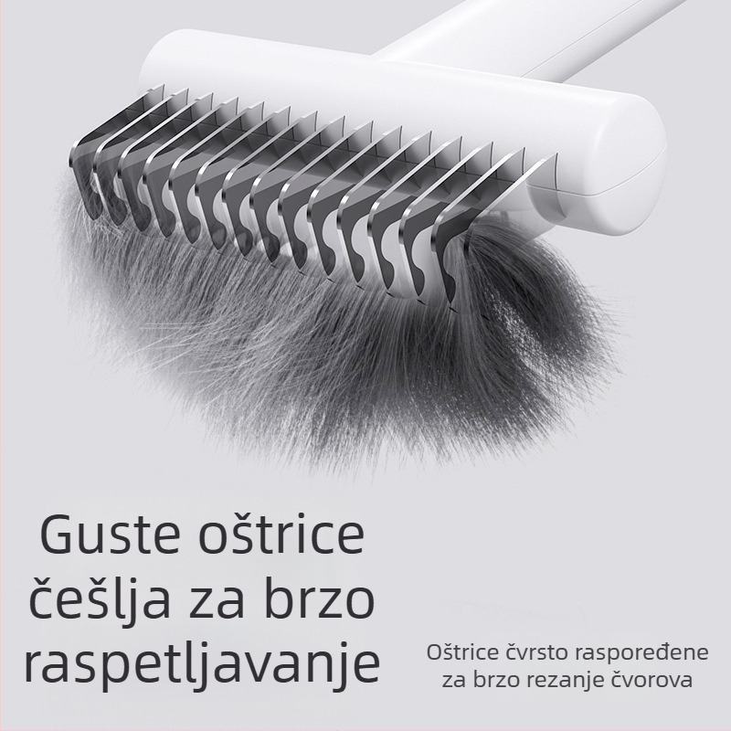 Set češljeva za kućne ljubimce od nehrđajućeg čelika za uklanjanje viška dlake, raščešljavanje i prorjeđivanje dlake – za pse i mačke