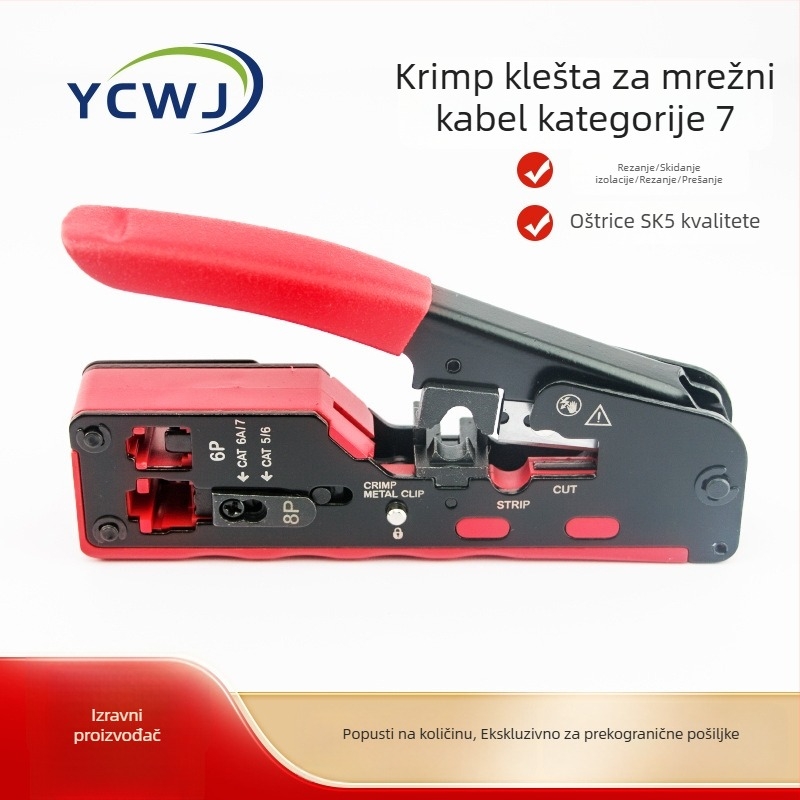 Cat7 alat za krimpanje mrežnog kabla s kliještom za skidanje izolacije i RJ45 rezačem, višenamjenski