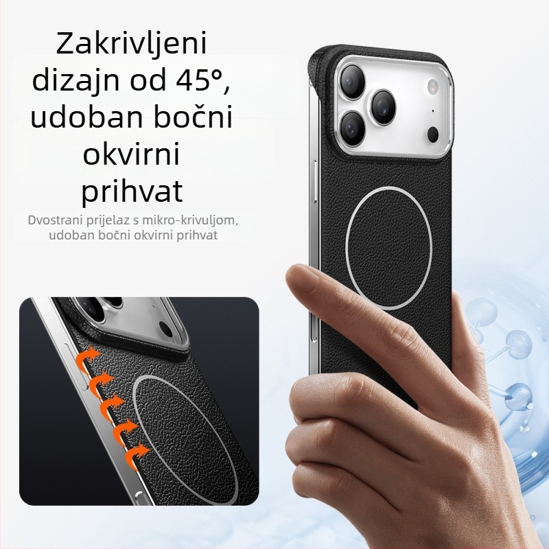 Izuzetno tanko kućište za iPhone 17 Pro s kožnom teksturom, bez okvira, magnetsko pričvršćivanje; kompatibilno s iPhone 16 Pro i iPhone 15.