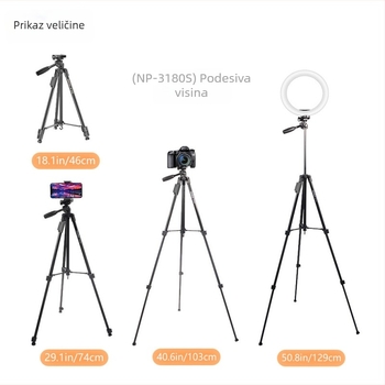 NP3180s 135 cm stativ za mobitel za livestream s LED rasvjetom i aluminijskim legurama
