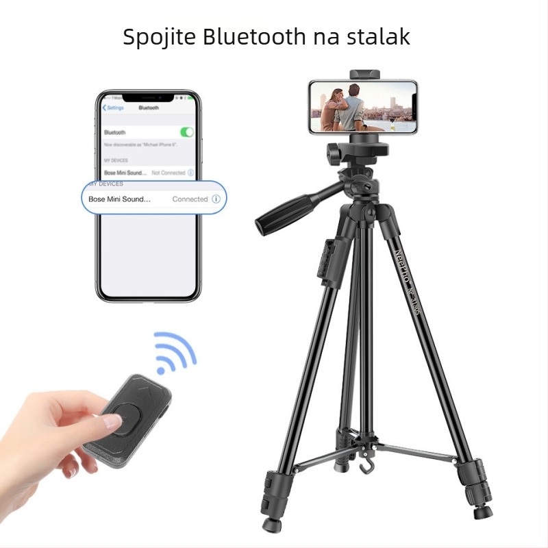 NP3180s 135 cm stativ za mobitel za livestream s LED rasvjetom i aluminijskim legurama