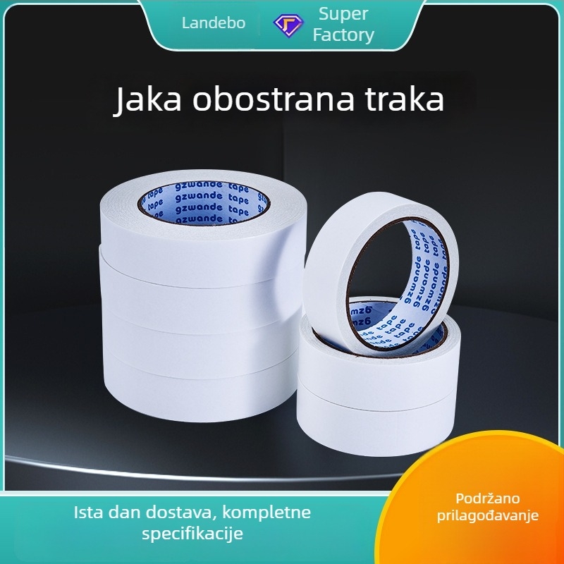 Dvostrana ljepljiva traka za zid, visokotemperaturna topljiva ljepila, bijela, bez ostataka, snažna adhezija