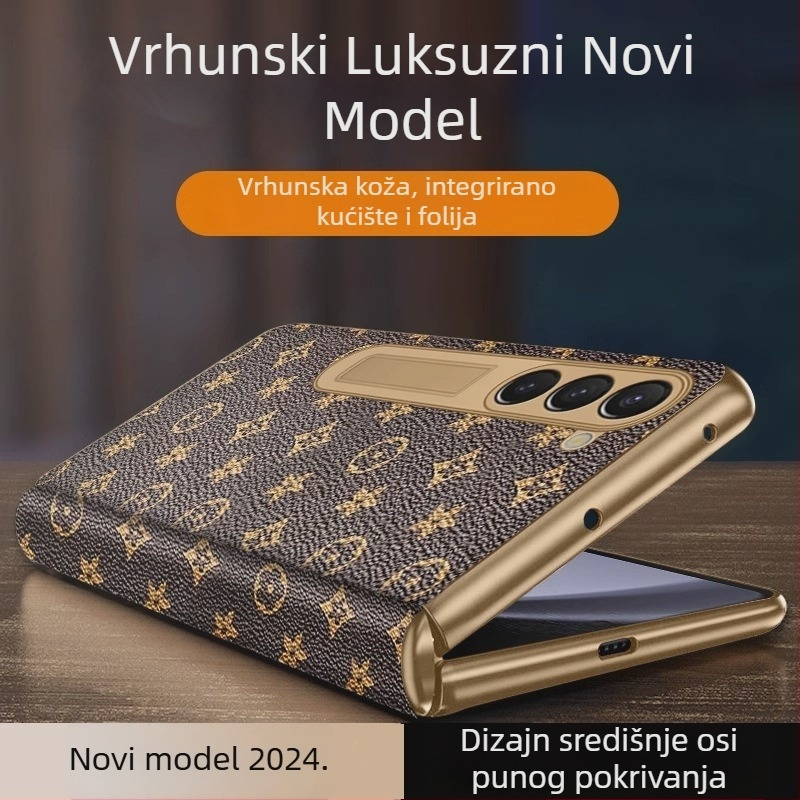 Samsung Fold5 luksuzni kućište s antiknim zlatnim šarkom i integriranim zaštitnim filmom – sve-u-jednom set Fold6/W24