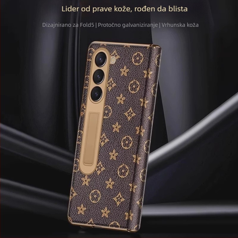 Samsung Fold5 luksuzni kućište s antiknim zlatnim šarkom i integriranim zaštitnim filmom – sve-u-jednom set Fold6/W24