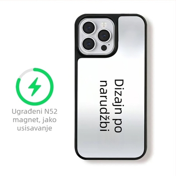 Prilagođeno kućište za iPhone 16 Pro, 15 Pro i 14 Pro s crnim okvirom i srebrnim oglednim površinama, MagSafe kompatibilno