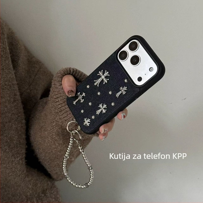 Plavo kućište za iPhone s križnim dizajnom, mat akril, zaštita od pada