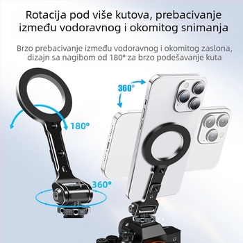 Xin wenxuan MagSafe držač telefona za iPhone 12–16, horizontalno/vertikalno fotografiranje, aluminijska legura, model 8263